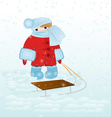 Image showing Cartoon kid with snow 