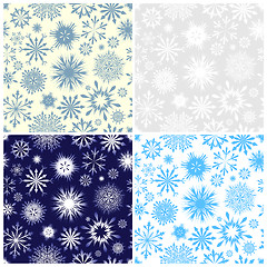 Image showing Set of Seamless Snowflake Patterns