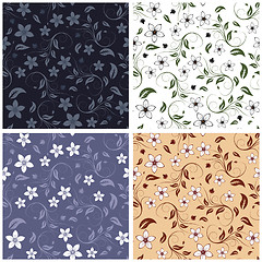 Image showing Floral Seamless Color Set