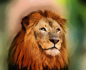 Image showing Royal King Lion Portrait Painting