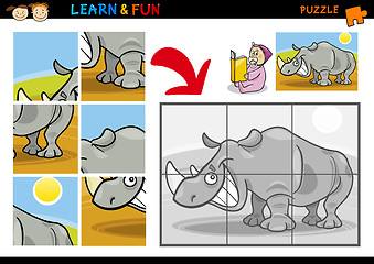 Image showing Cartoon rhinoceros puzzle game