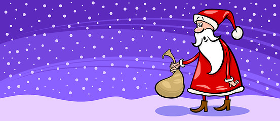 Image showing Santa Claus and sack cartoon card