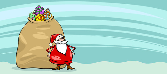 Image showing Santa Claus and sack cartoon card