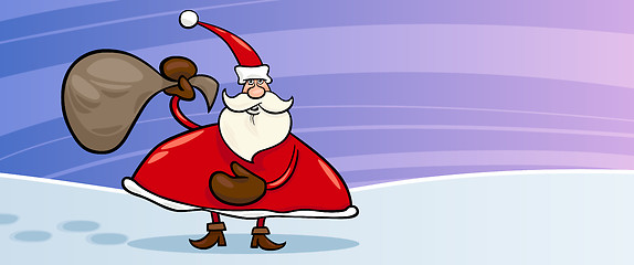 Image showing Santa Claus and sack cartoon card