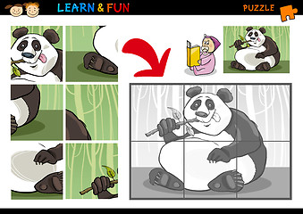 Image showing Cartoon panda bear puzzle game