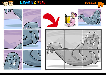 Image showing Cartoon seal puzzle game