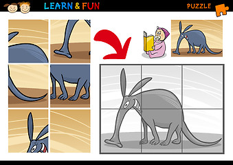 Image showing Cartoon aardvark puzzle game