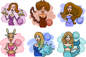 Image showing horoscope zodiac signs with women