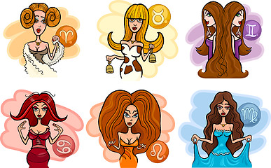 Image showing horoscope zodiac signs with women