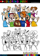 Image showing Happy People group for coloring