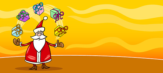 Image showing Santa Claus and presents cartoon card