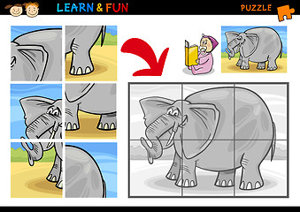 Image showing Cartoon elephant puzzle game