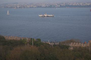 Image showing Bosporus in the daylight with passenger ships