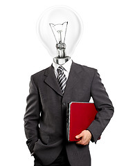 Image showing Lamp Head Businessman With Laptop