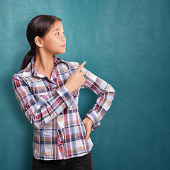 Image showing Asian Girl With Pointing Finger