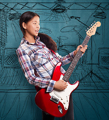 Image showing Asian Girl With Guitar