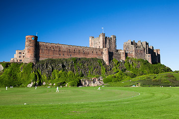 Image showing Bamburgh Castle and cricket course