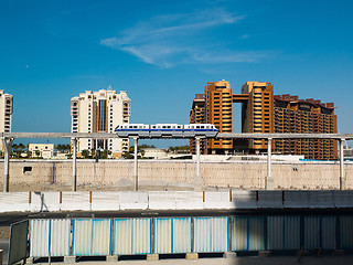 Image showing Metro train downtown in Dubai