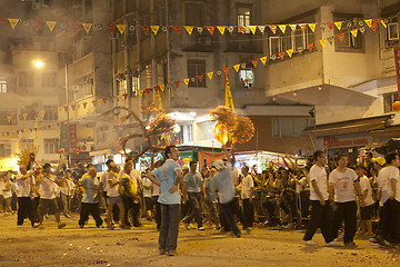 Image showing Tai Hang Fire Dragon Dance in Hong Kong