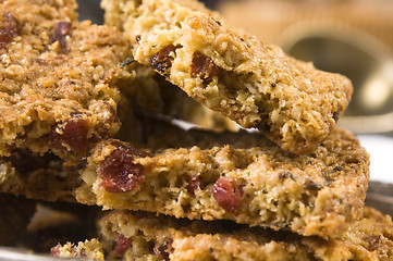 Image showing Freshly baked cranberry cookies