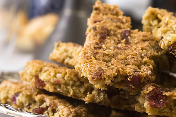 Image showing Freshly baked cranberry cookies