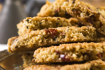 Image showing Freshly baked cranberry cookies