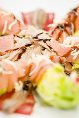 Image showing food salmon anchovy salad