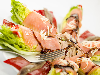 Image showing food salmon anchovy salad