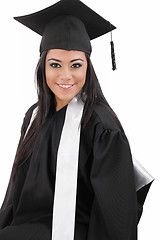 Image showing Full isolated studio picture from a young graduation woman