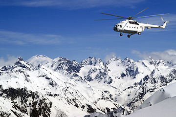 Image showing Heliski in high mountains