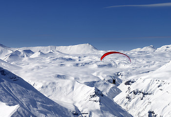 Image showing Sky gliding in snowy mountains