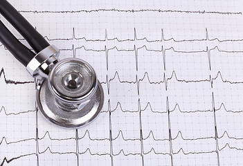 Image showing stethoscope and ecg