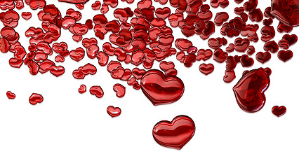 Image showing Set of red glass hearts