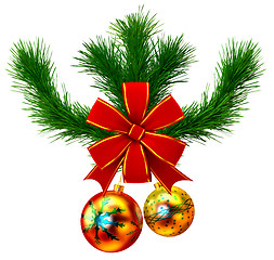 Image showing christmas balls with red bow