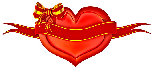 Image showing 3D heart with bow and ribbon