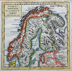 Image showing original antique Sweden and Norway map