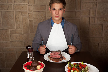 Image showing eat a beef steak