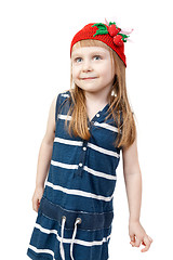 Image showing happy smiling little girl on white background in studio