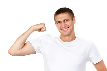 Image showing Lean muscle man shows his hand