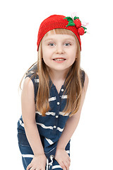 Image showing playful four-year-girl posing on a white background