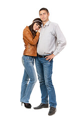 Image showing Young beautiful couple isolated on white background