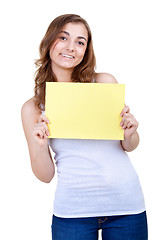Image showing Girl showing your text to us