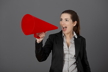 Image showing Woman with a megaphone