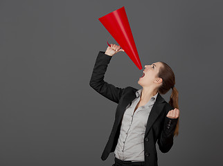 Image showing Woman with a megaphone