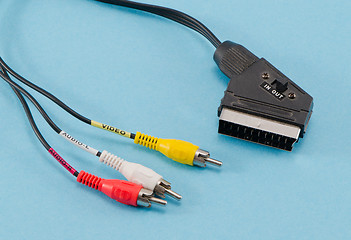 Image showing tv scart cable connector audio video tulip wires 