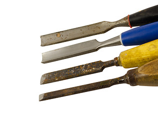 Image showing four chisel graver carve tools on white 