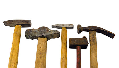 Image showing various hammer tool collection isolated on white 