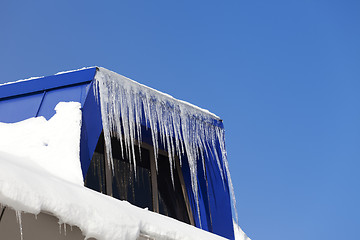 Image showing Snowy attic with icicles