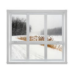 Image showing Winter landscape seen through the window