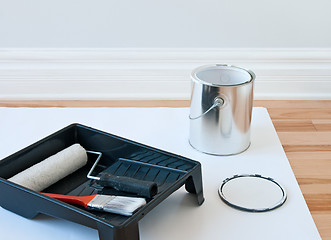 Image showing Painting tools and can of paint